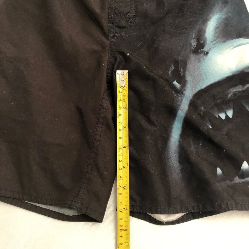 Old Navy black shark lined drawstring swim trunks S=6/7